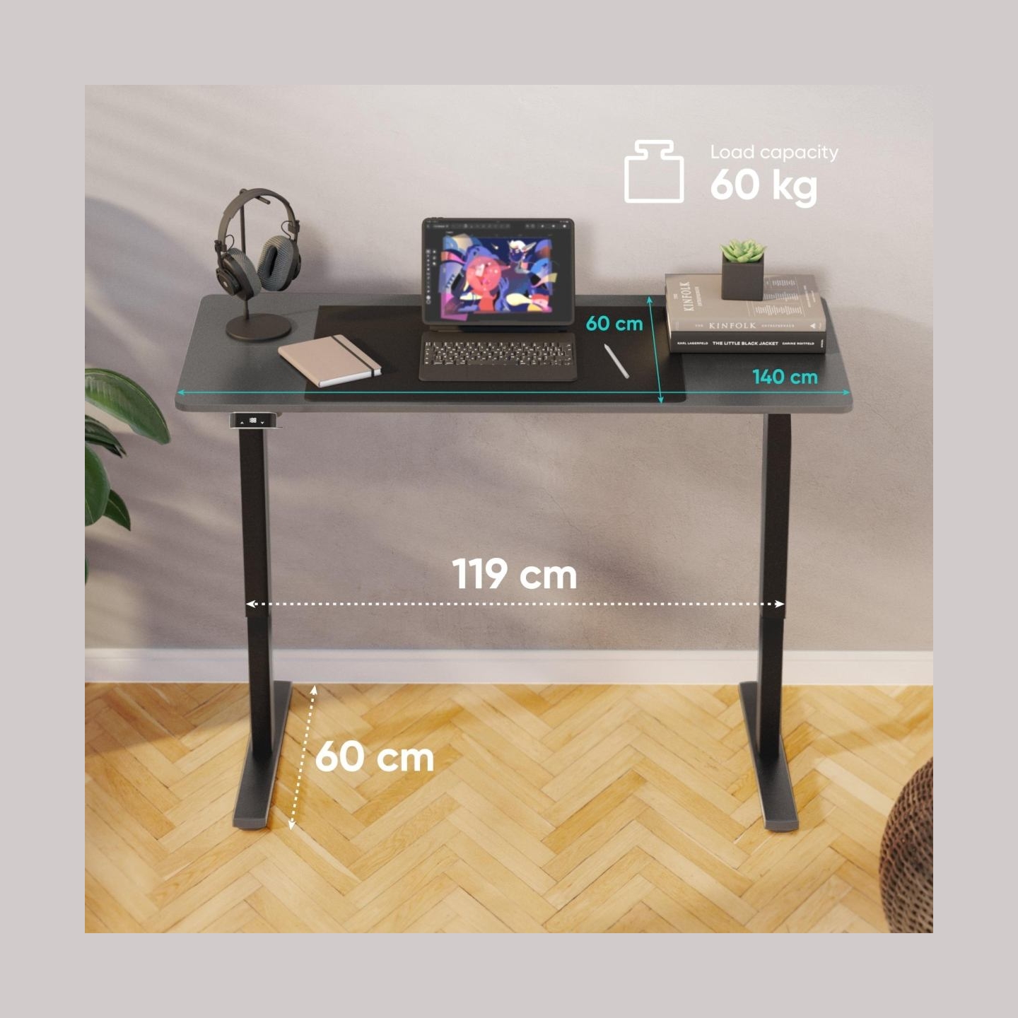 Onkron DESK MOTORISED/BLACK WDT221E-B ONKRON