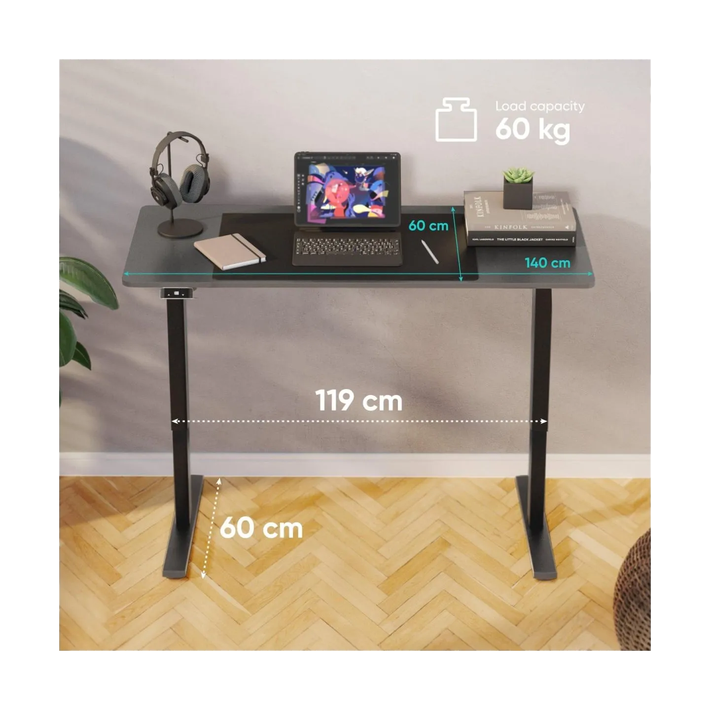 Onkron DESK MOTORISED/BLACK WDT221E-B ONKRON