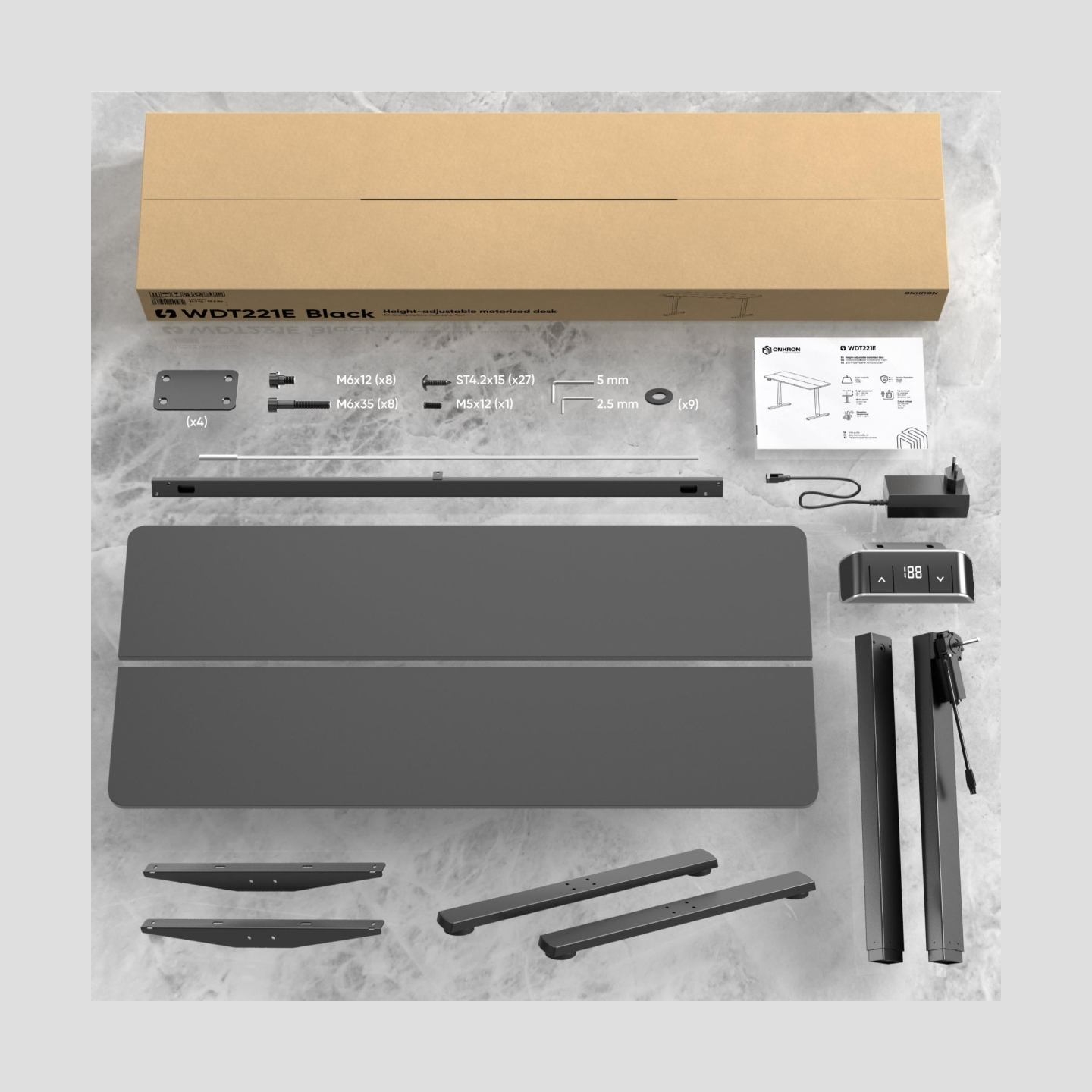 Onkron DESK MOTORISED/BLACK WDT221E-B ONKRON