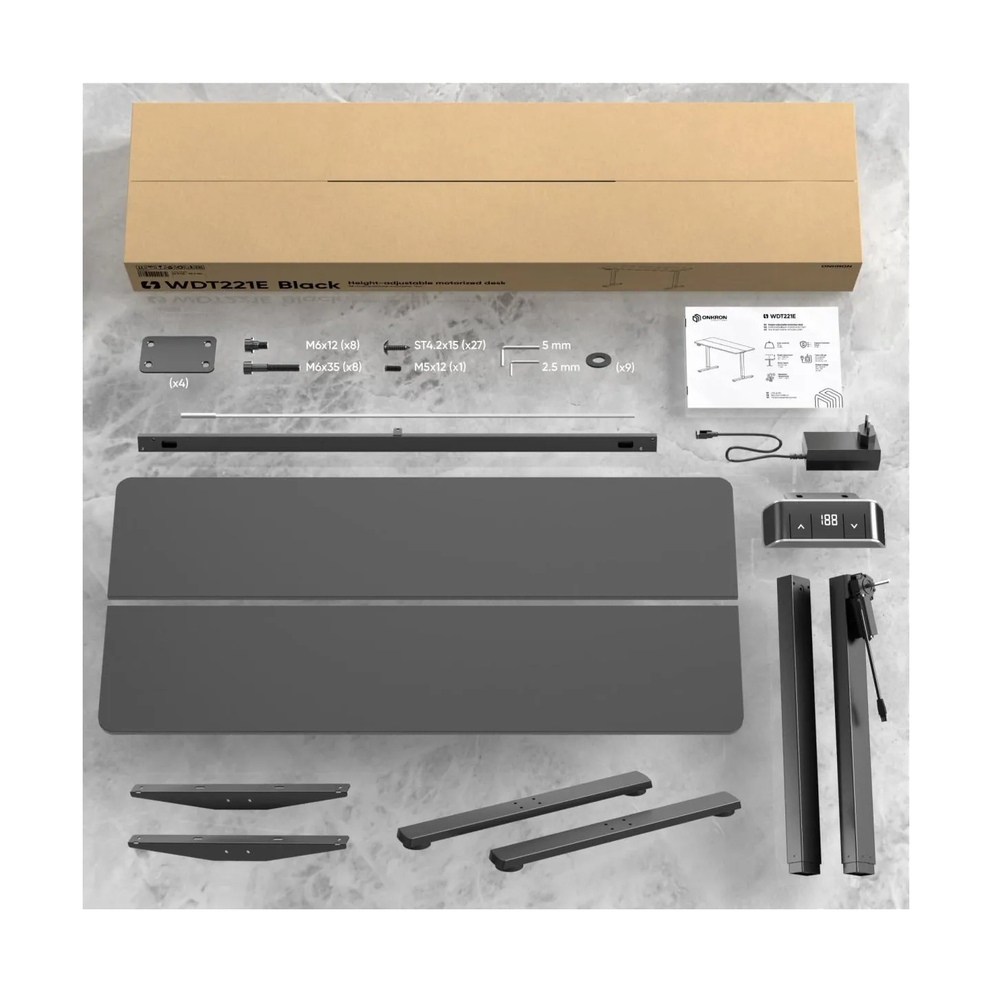 Onkron DESK MOTORISED/BLACK WDT221E-B ONKRON