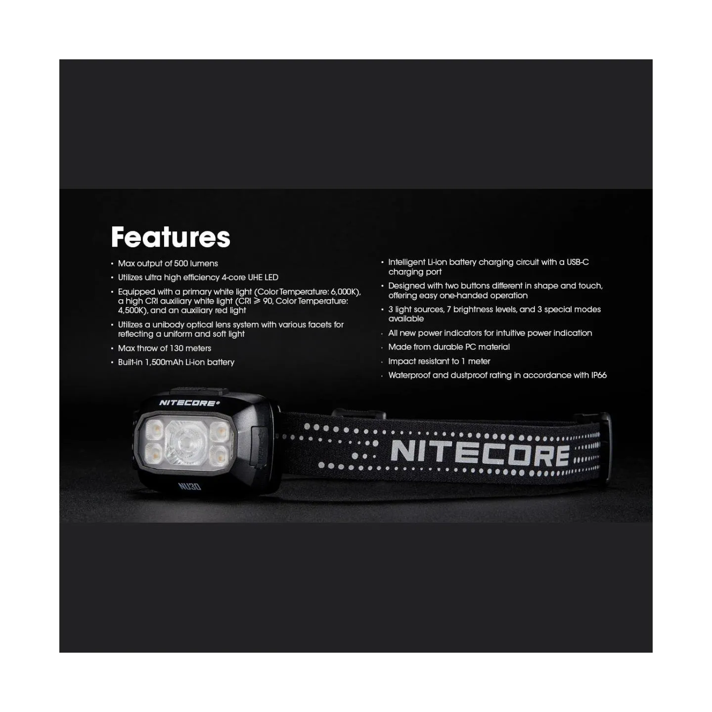 Nitecore HEADLAMP NU SERIES 500 LUMENS/NU30 NITECORE