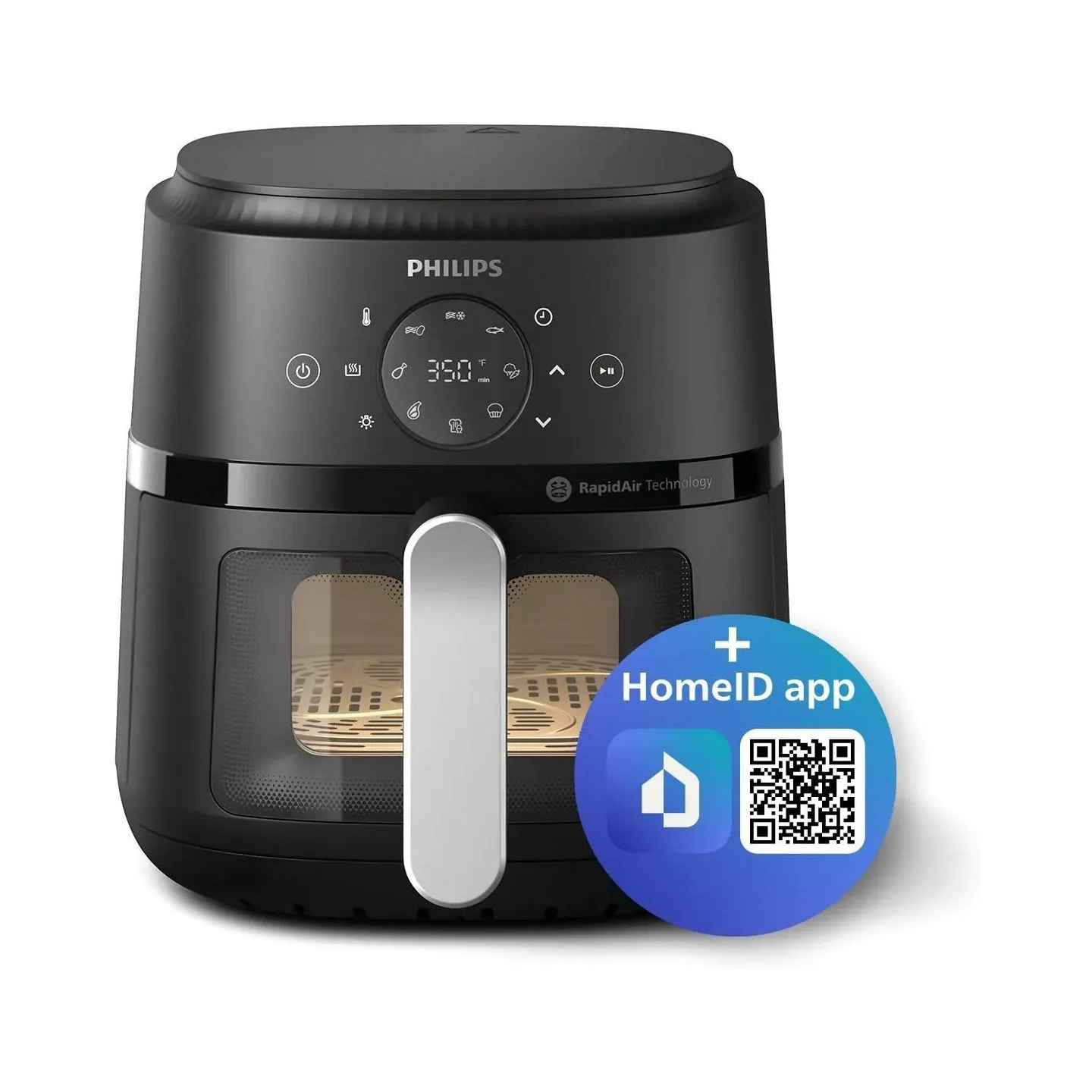 Philips Airfryer | NA221/00 2000 series | Power 1500 W | Capacity 4.2 L | Rapid Air technology | Black/Silver