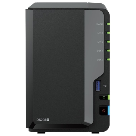 Synology DiskStation | DS225+ | Intel Celeron | J4125 | 2 GB | DDR4 | Black