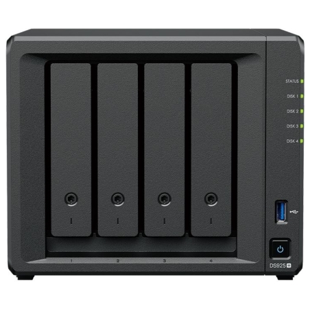 Synology NAS | DS925+ | AMD Ryzen | V1500B | Processor frequency 2.2 GHz | 4 GB | DDR4 ECC SODIMM | Black