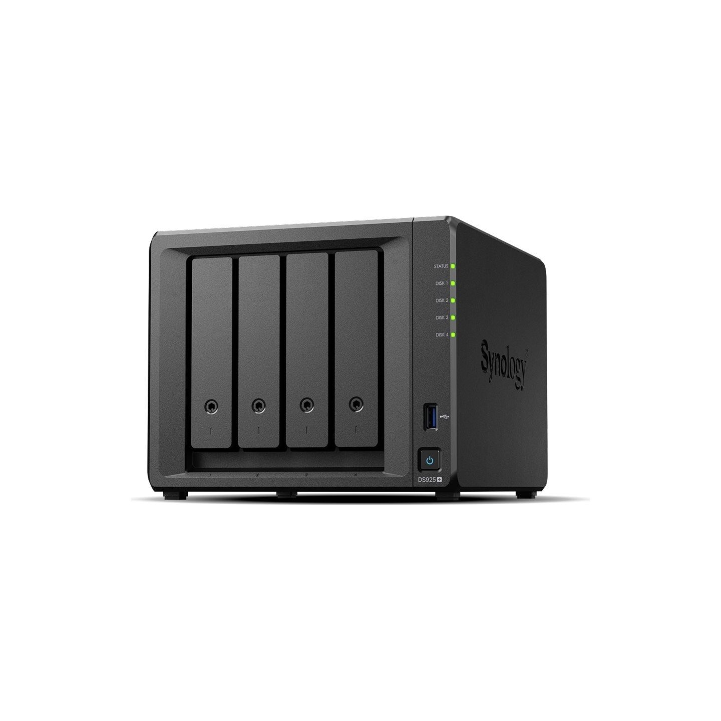 Synology NAS | DS925+ | AMD Ryzen | V1500B | Processor frequency 2.2 GHz | 4 GB | DDR4 ECC SODIMM | Black