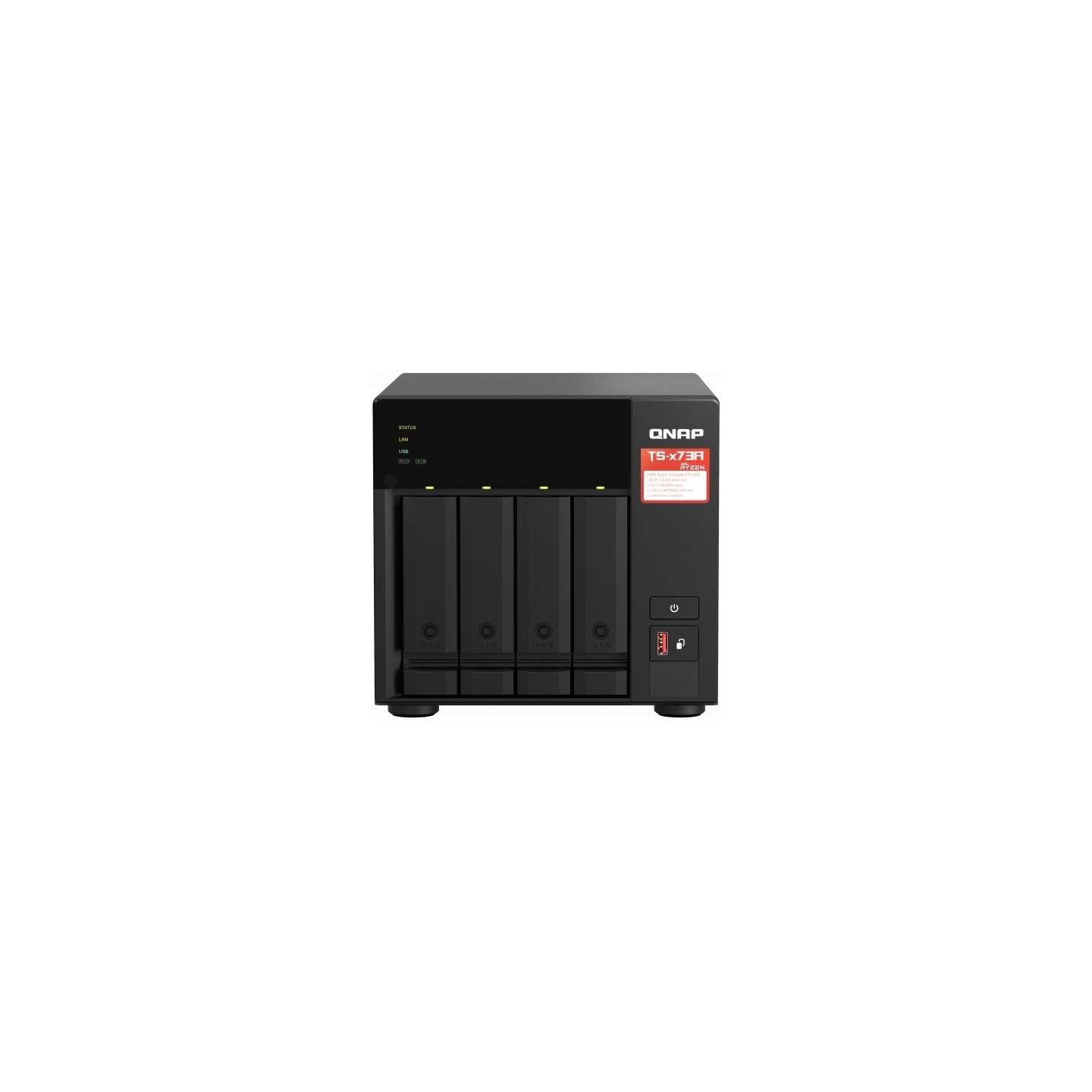 Qnap | 4-Bay QTS and QuTS hero NAS | TS-473A-8G | Up to 4 HDD/SSD Hot-Swap | AMD Ryzen | Ryzen V1500B Quad-Core | Processor freq