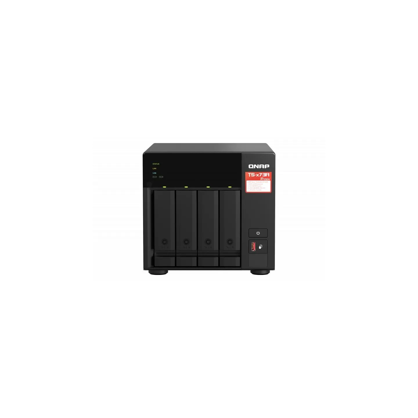 Qnap | 4-Bay QTS and QuTS hero NAS | TS-473A-8G | Up to 4 HDD/SSD Hot-Swap | AMD Ryzen | Ryzen V1500B Quad-Core | Processor freq