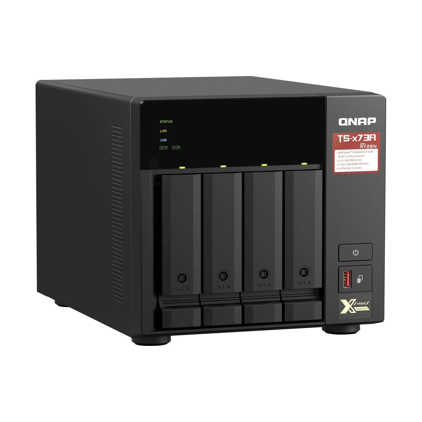Qnap | 4-Bay QTS and QuTS hero NAS | TS-473A-8G | Up to 4 HDD/SSD Hot-Swap | AMD Ryzen | Ryzen V1500B Quad-Core | Processor freq