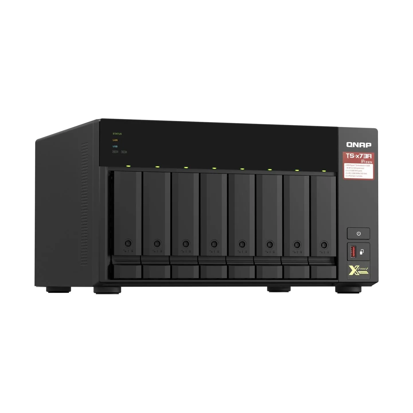 Qnap | 8-Bay QTS and QuTS hero NAS | TS-873A-8G | Up to 8 HDD/SSD Hot-Swap | AMD Ryzen | Ryzen V1500B Quad-Core | Processor freq