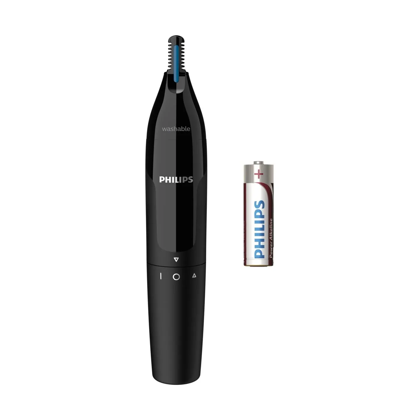 Philips Nose & ear trimmer NT1650/16 100% waterproof, Dual-sided protective guard system, Rotating switch, AA-battery included /