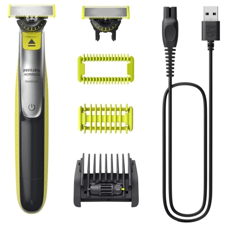 Philips OneBlade Face + Body QP2834/23, 1x Original blade, 1x 360 blade, 5-in-1 comb (1,2,3,4,5 mm), 60 min run time/4hour charg