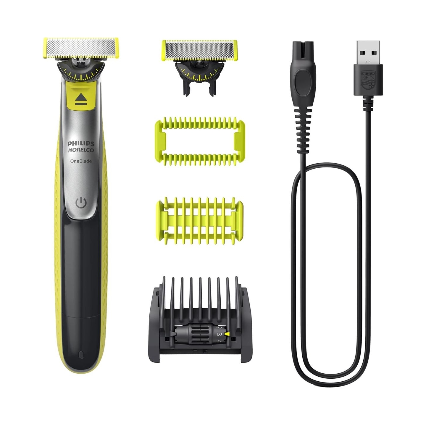 Philips OneBlade Face + Body QP2834/23, 1x Original blade, 1x 360 blade, 5-in-1 comb (1,2,3,4,5 mm), 60 min run time/4hour charg