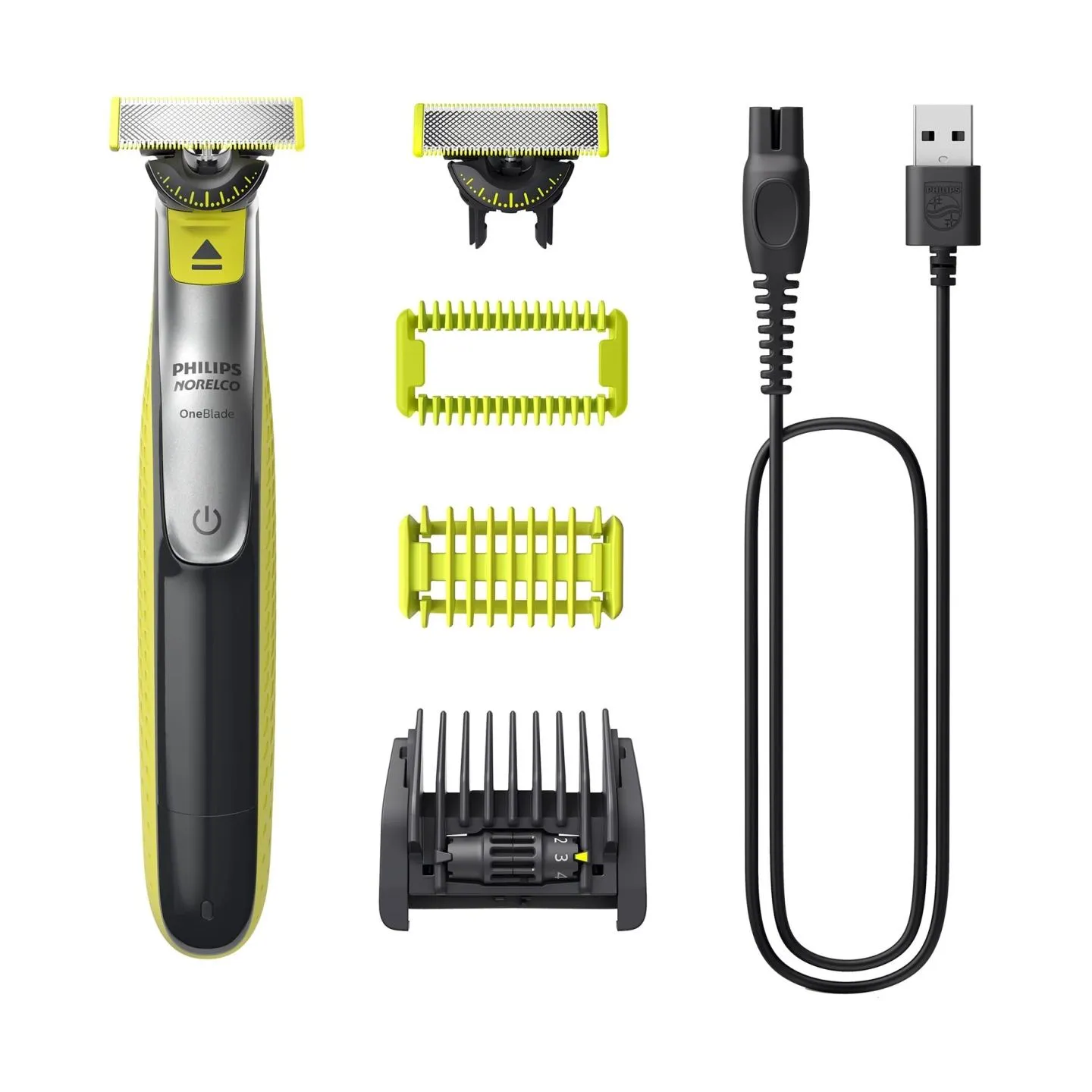 Philips OneBlade Face + Body QP2834/23, 1x Original blade, 1x 360 blade, 5-in-1 comb (1,2,3,4,5 mm), 60 min run time/4hour charg