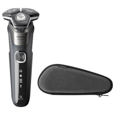 Philips Series 5000 wet and dry electric shaver S5887/30, SkinIQ, SteelPrecision blades, 360-D flexible heads, PowerAdapt Sensor