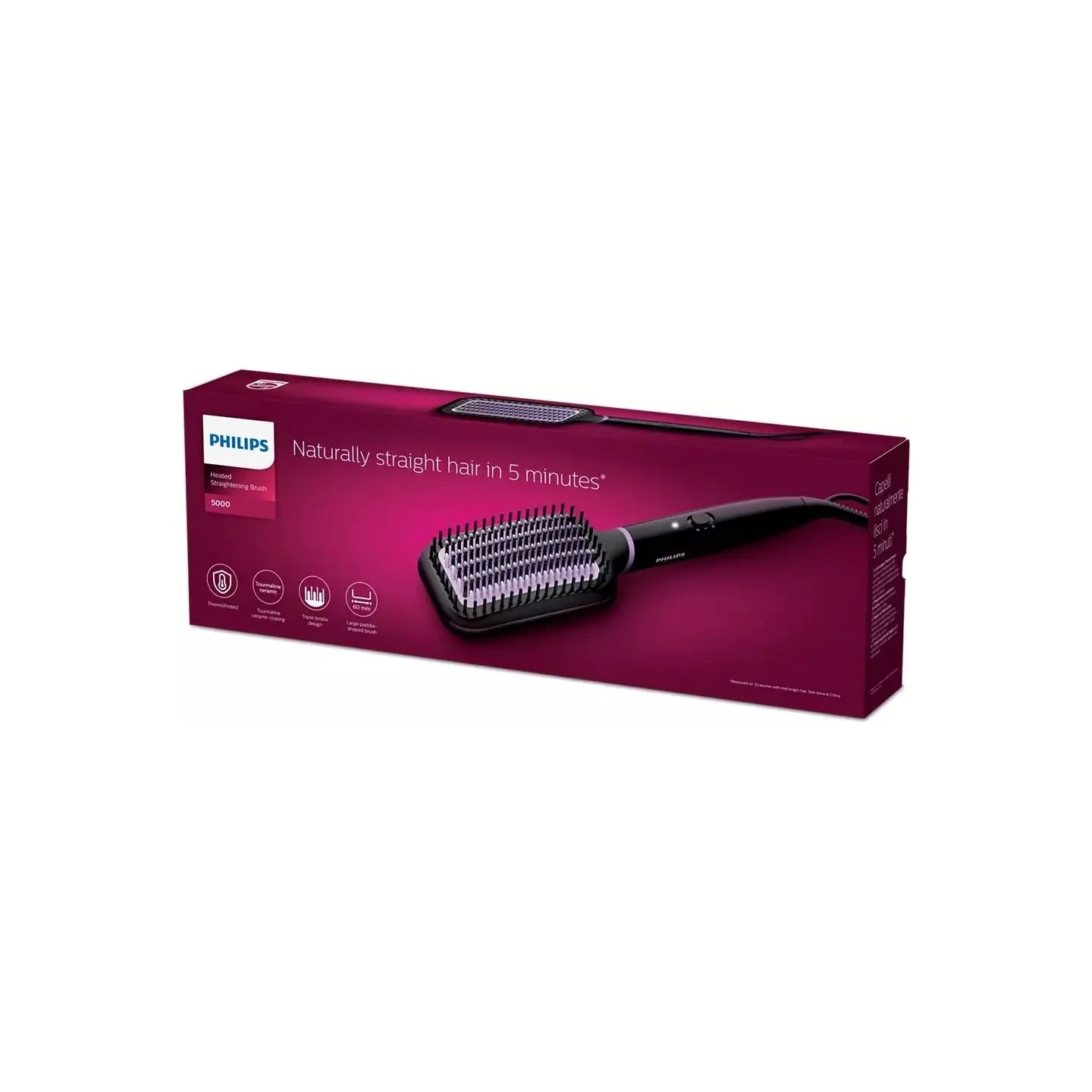 Philips Heated Straigthening Brush BHH880/00,ceramic coating,heated and nylon bristle design for best results,thermo sensor for 