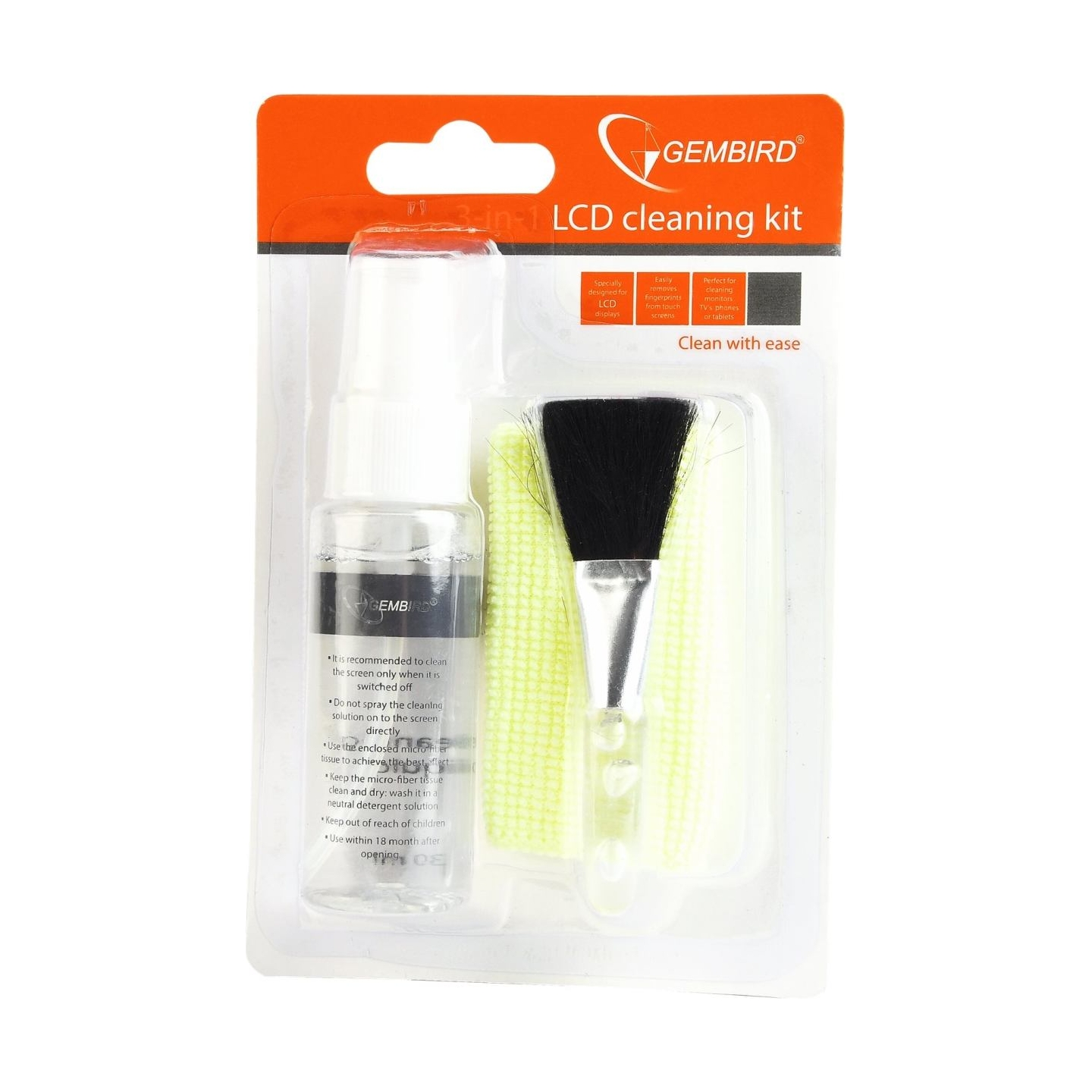 Gembird | 3-in-1 LCD cleaning Kit | Cleaning Kit | 30 ml