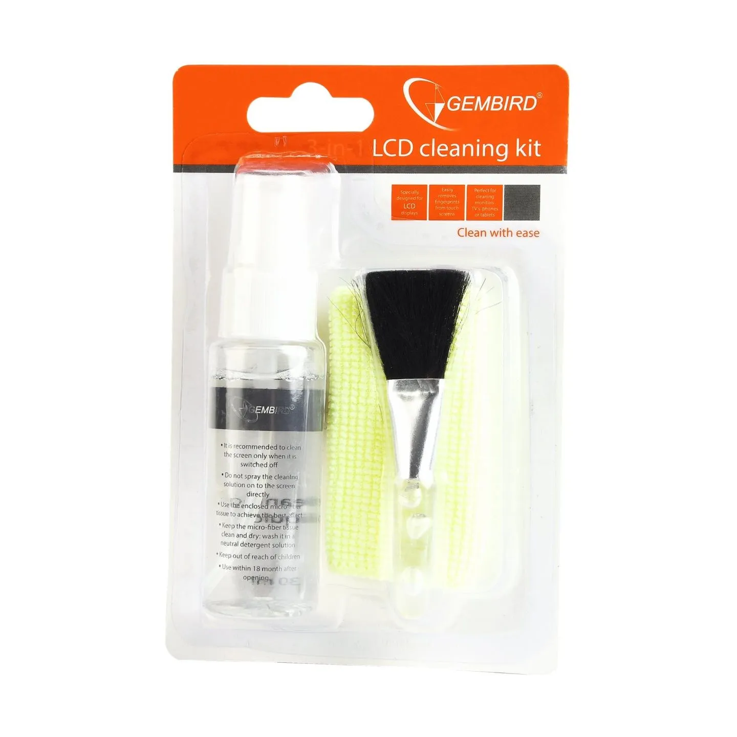 Gembird | 3-in-1 LCD cleaning Kit | Cleaning Kit | 30 ml