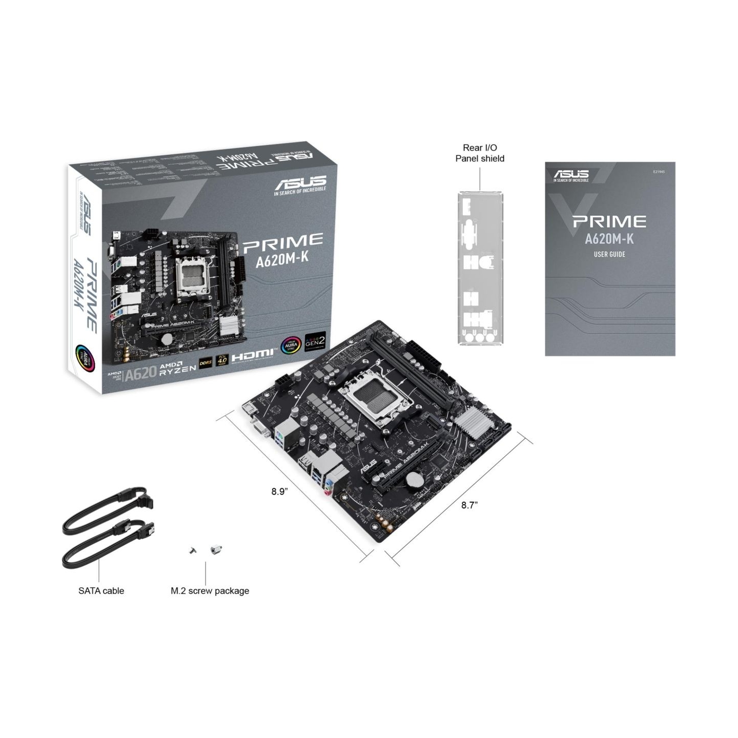 Asus Mainboard|ASUS|AMD A620|Micro-ATX|Memory DDR5|Memory slots 2|1xPCI-Express 3.0 1x|1xPCI-Express 4.0 16x|1xM.2|1x15pin D-sub