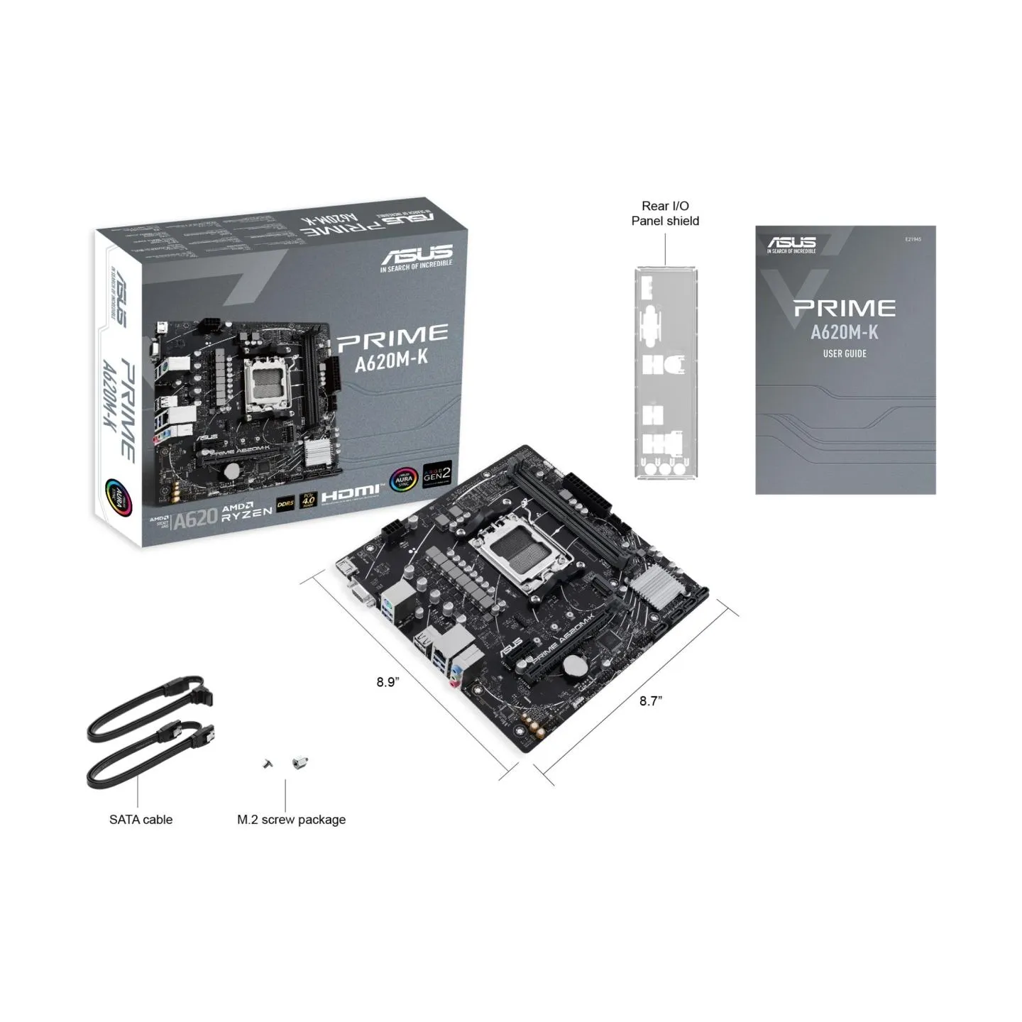 Asus Mainboard|ASUS|AMD A620|Micro-ATX|Memory DDR5|Memory slots 2|1xPCI-Express 3.0 1x|1xPCI-Express 4.0 16x|1xM.2|1x15pin D-sub