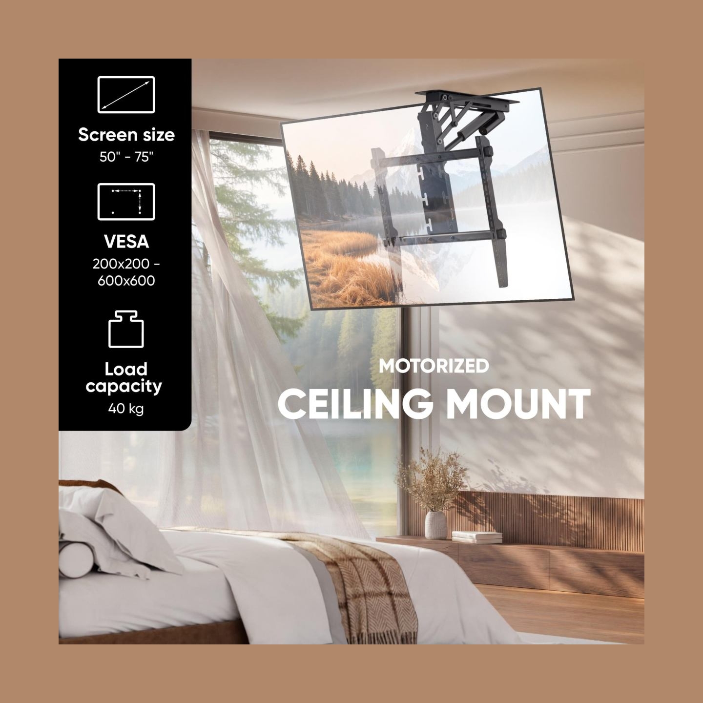 Onkron TV SET ACC CEILING MOUNT/50-75" BLACK N3LE-B ONKRON