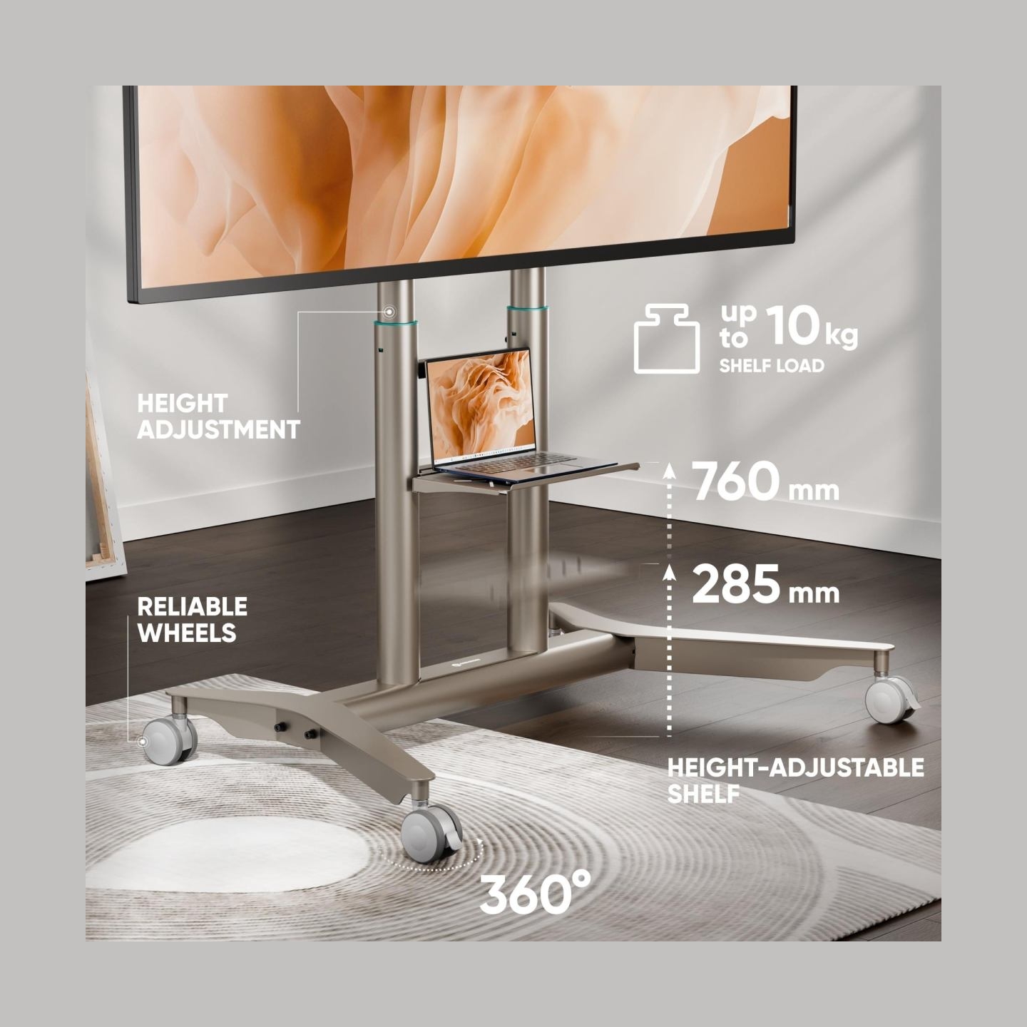 Onkron TV SET ACC MOBILE STAND/55-90"/CHAMPAGNE TS1871-C ONKRON