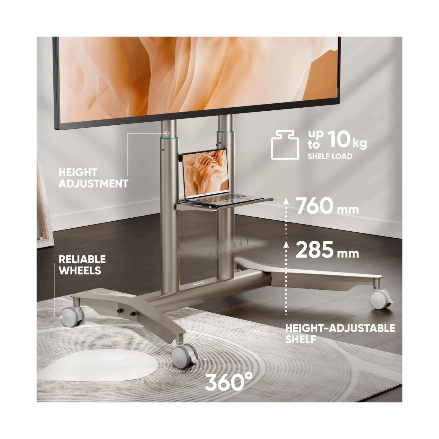 Onkron TV SET ACC MOBILE STAND/55-90"/CHAMPAGNE TS1871-C ONKRON