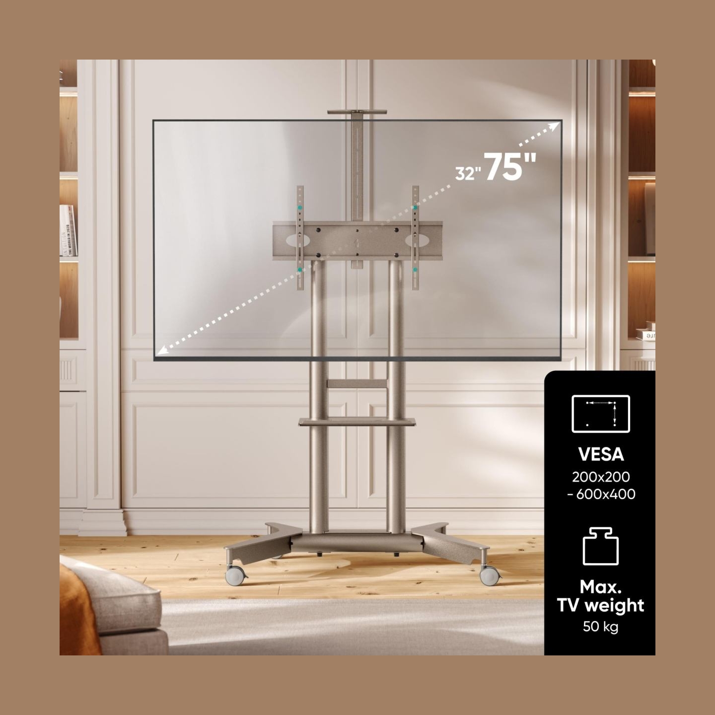 Onkron TV SET ACC MOBILE STAND/32-75"/CHAMPAGNE TS1571-C ONKRON