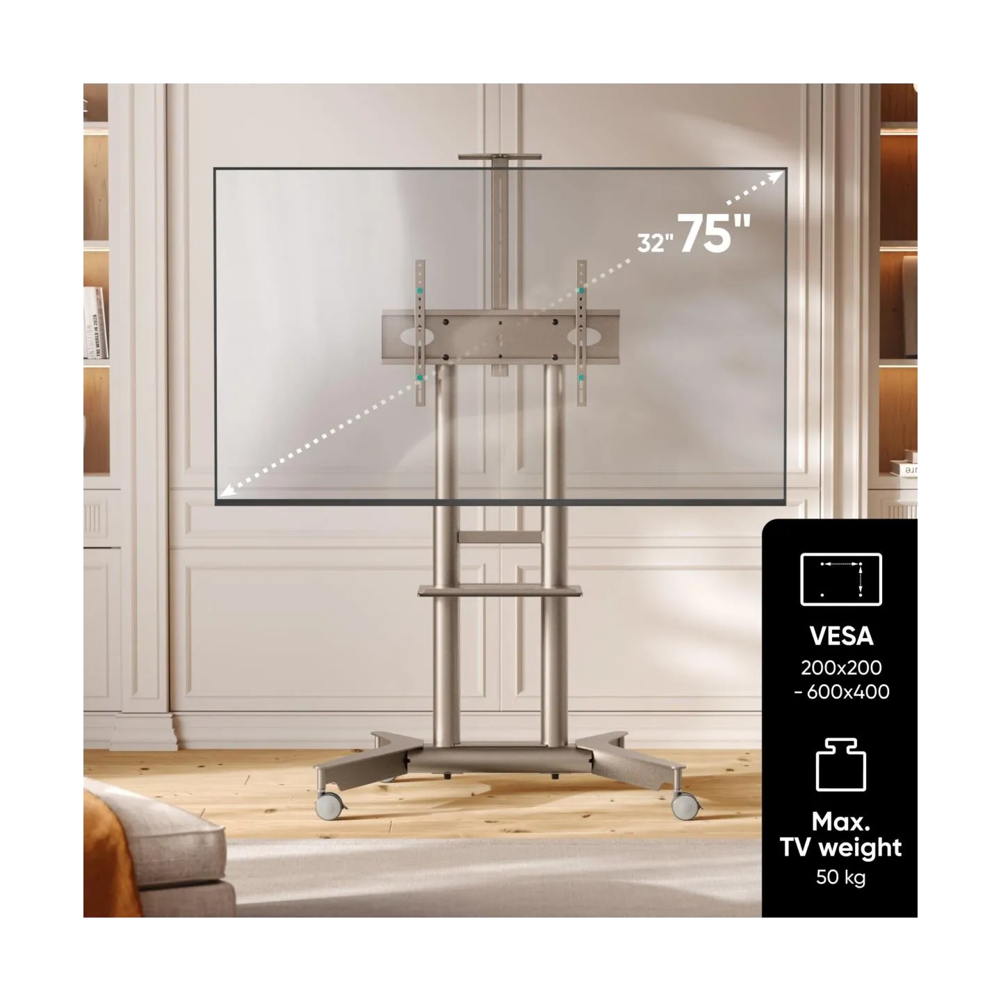 Onkron TV SET ACC MOBILE STAND/32-75"/CHAMPAGNE TS1571-C ONKRON