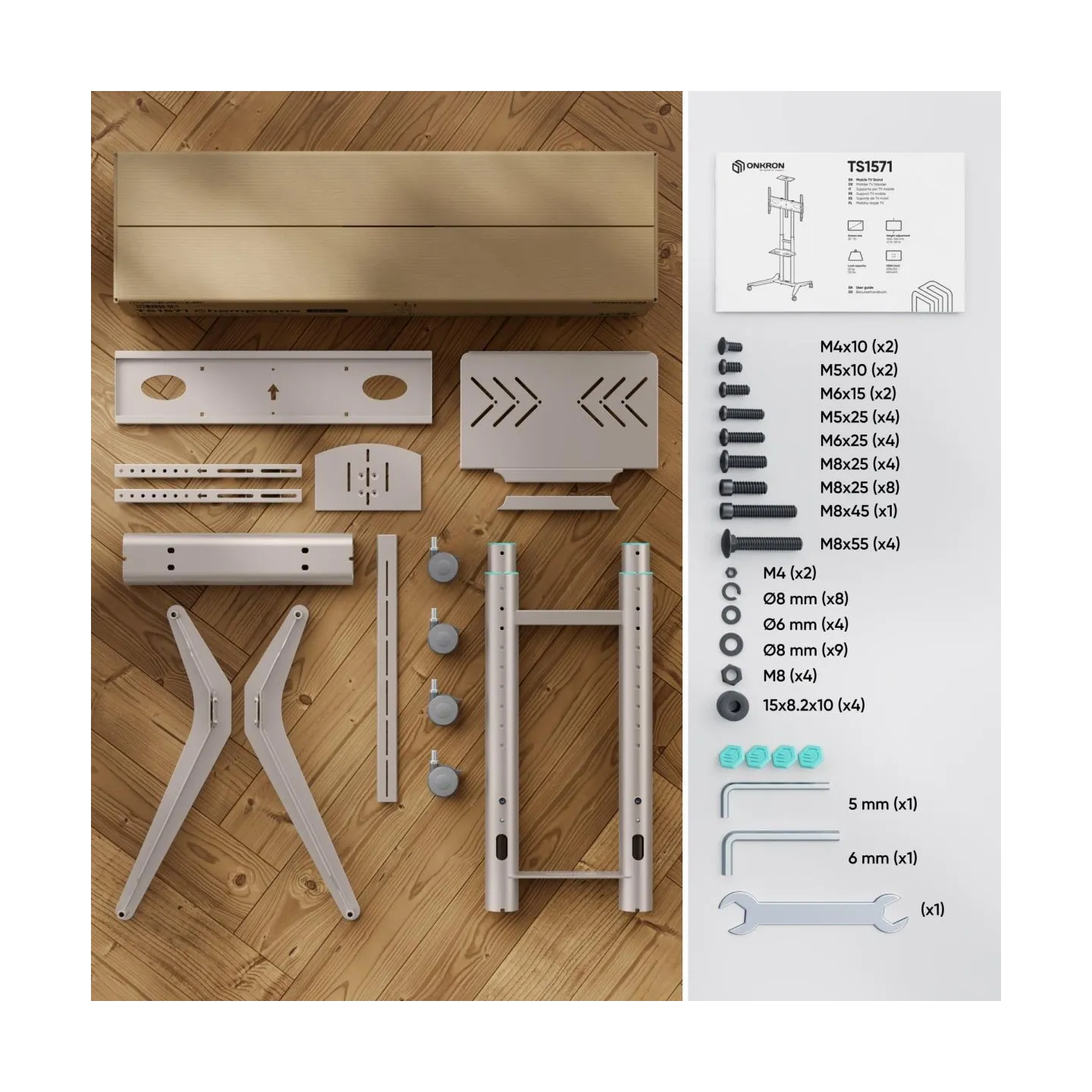 Onkron TV SET ACC MOBILE STAND/32-75"/CHAMPAGNE TS1571-C ONKRON