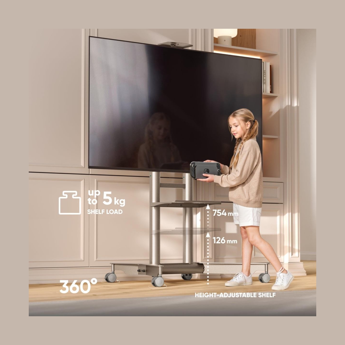 Onkron TV SET ACC MOBILE STAND/32-75"/CHAMPAGNE TS1571-C ONKRON