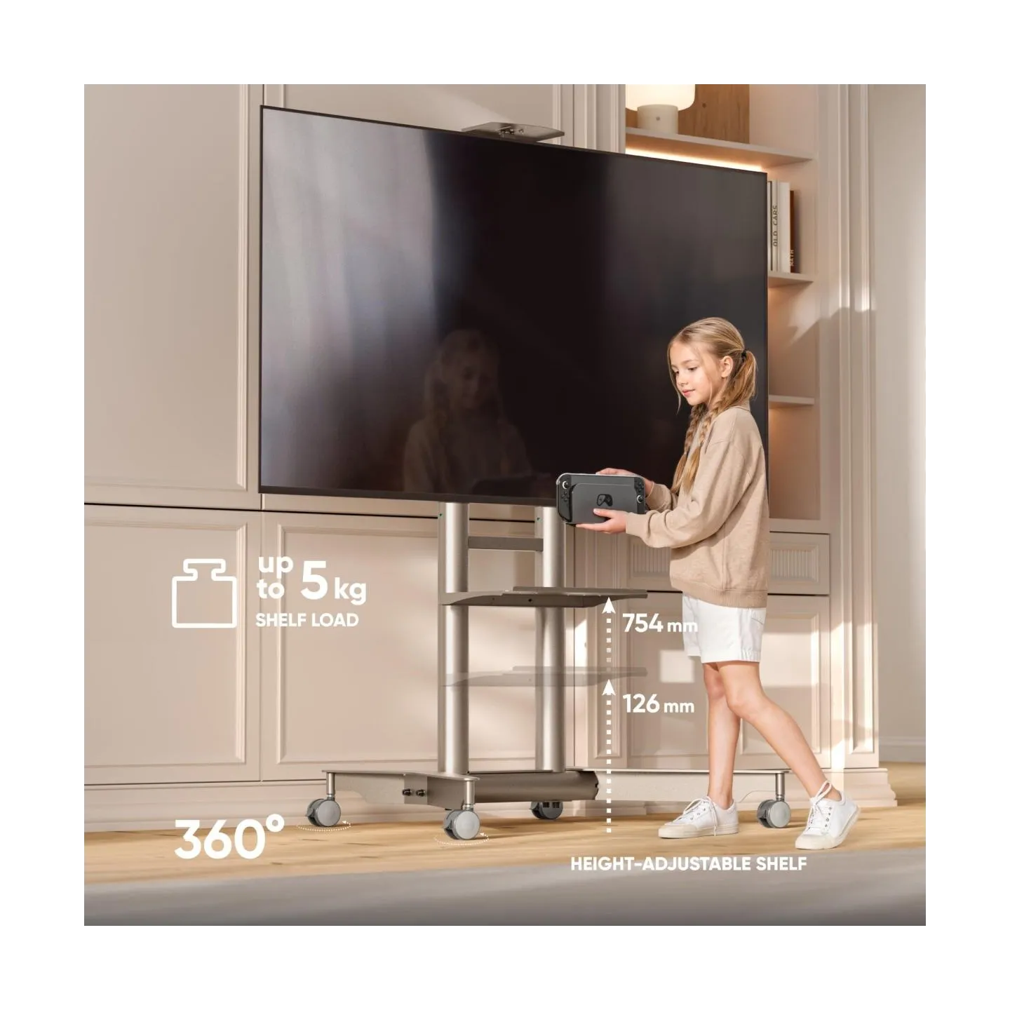 Onkron TV SET ACC MOBILE STAND/32-75"/CHAMPAGNE TS1571-C ONKRON