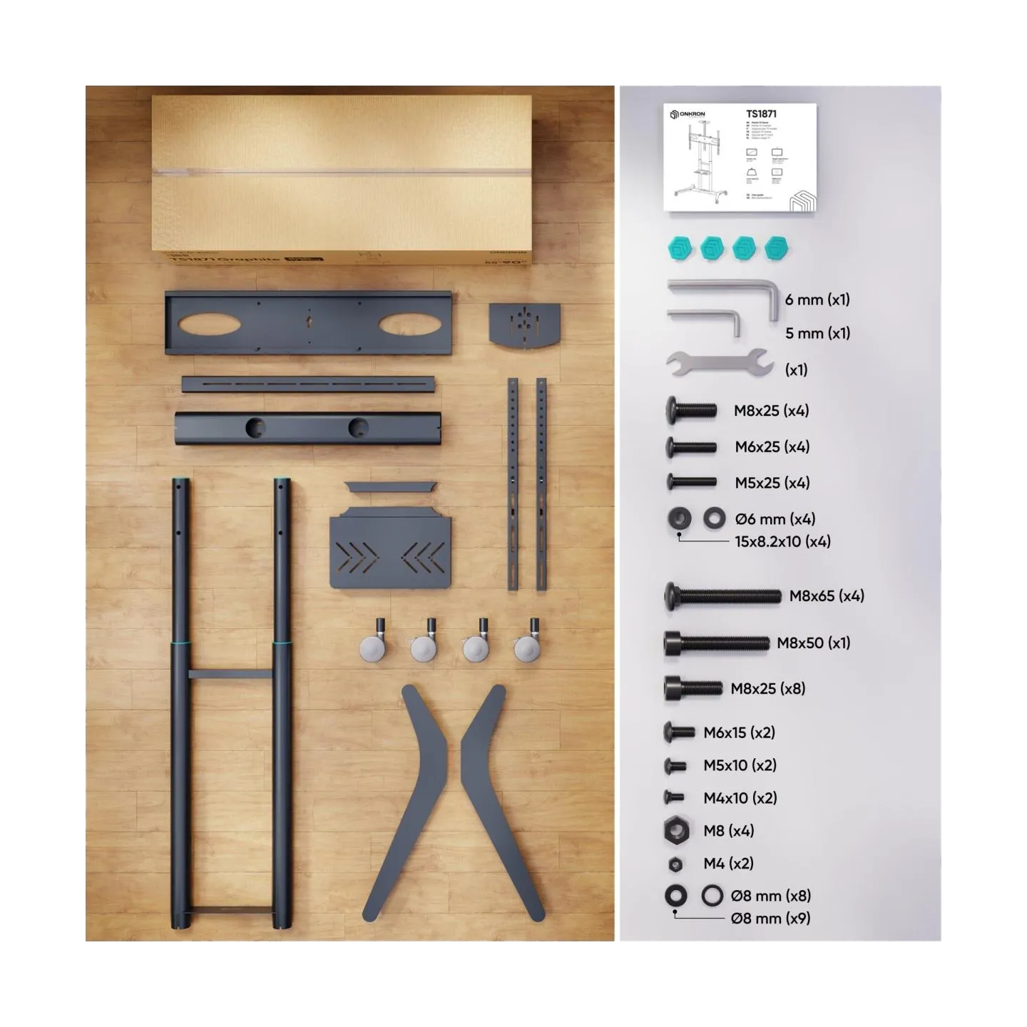 Onkron TV SET ACC MOBILE STAND/55-90"/GRAPHITE TS1871-G ONKRON