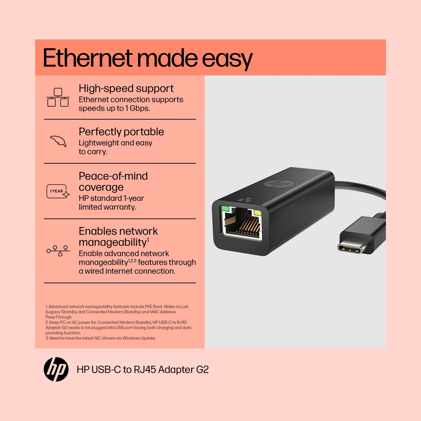 HP USB-C to RJ45 Adapter G2