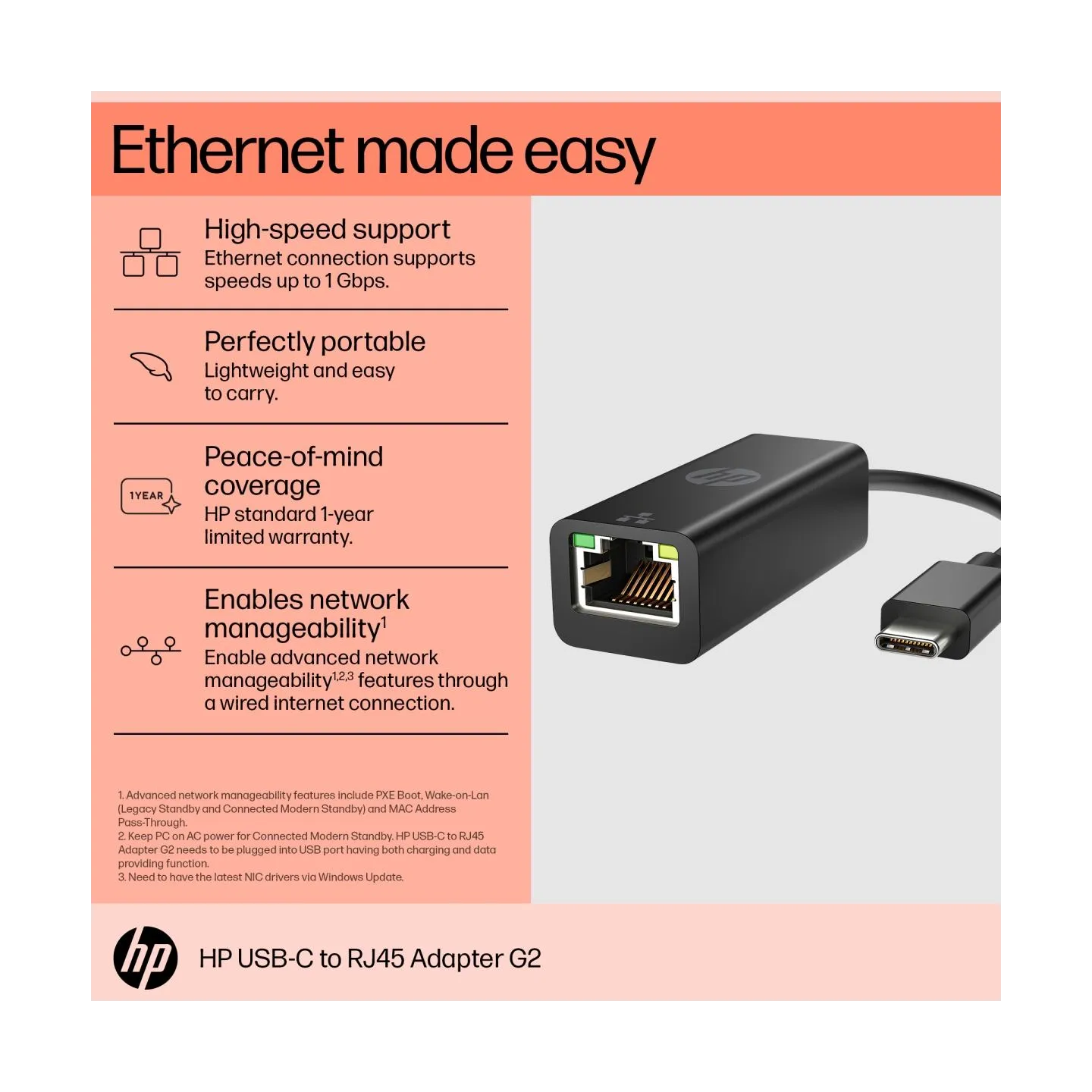 HP USB-C to RJ45 Adapter G2