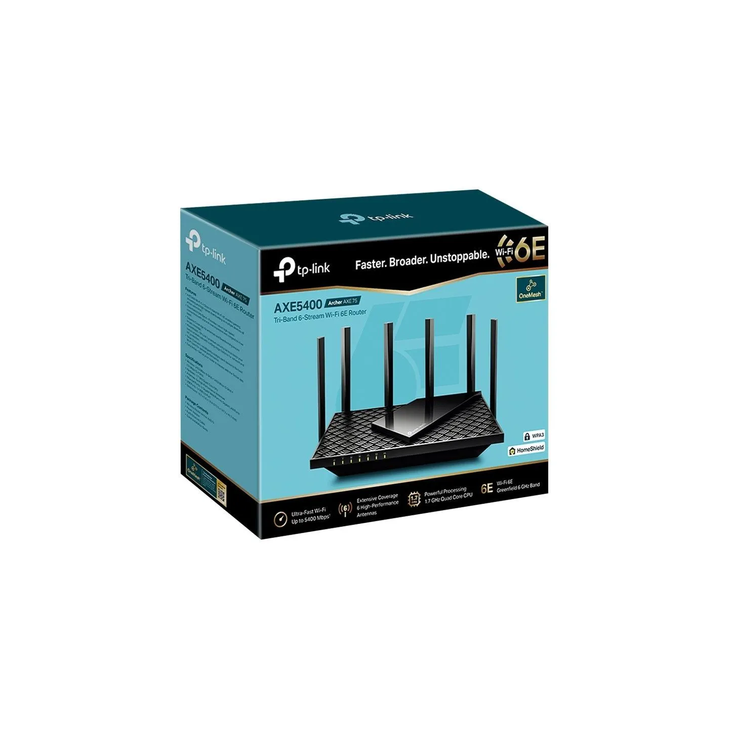 Tp-Link AXE5400 Tri-Band Gigabit Wi-Fi 6E Router | Archer AXE75 | 802.11ax | 10/100/1000 Mbit/s | Ethernet LAN (RJ-45) ports 4 |