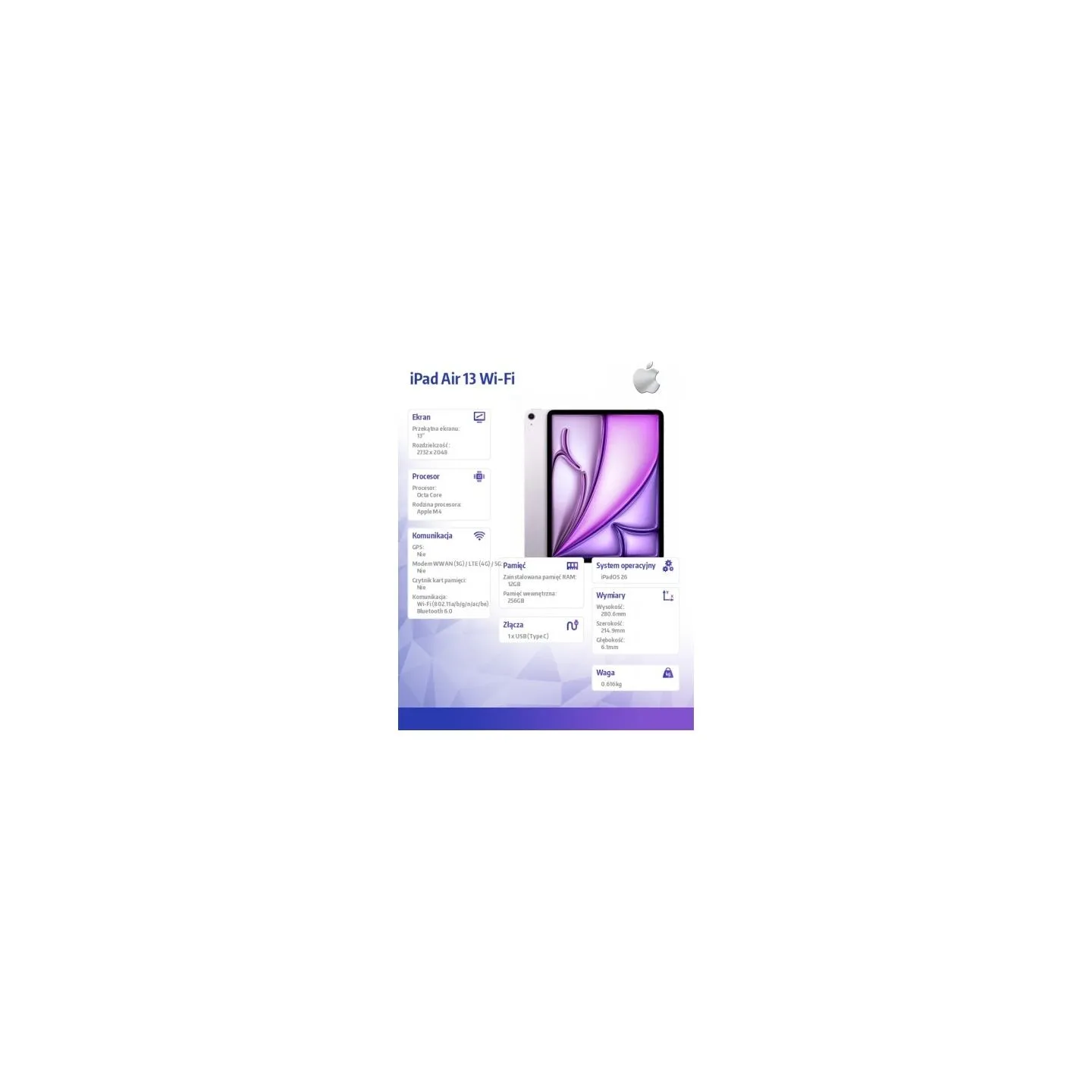 Apple iPad Air 13 inches WiFi 256GB Purple