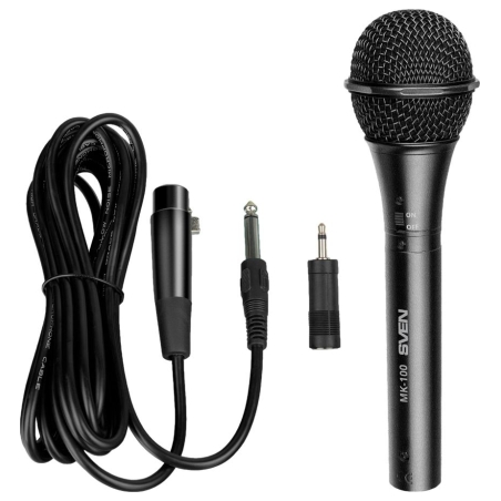 Sven Microphone SVEN MK-100 (Wired, dynamic, metal, cable 4.0 m, 6.3/3.5mm Jack, cardioid, black)
