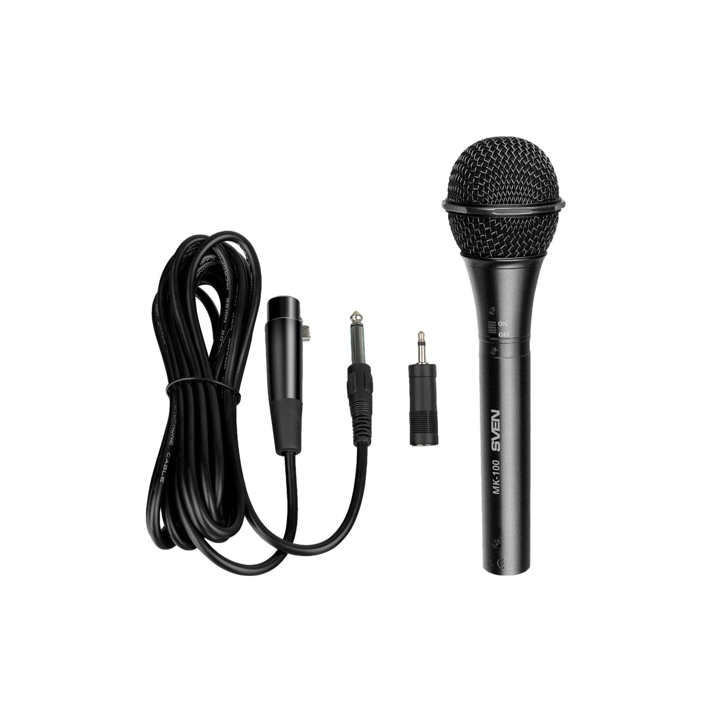 Sven Microphone SVEN MK-100 (Wired, dynamic, metal, cable 4.0 m, 6.3/3.5mm Jack, cardioid, black)