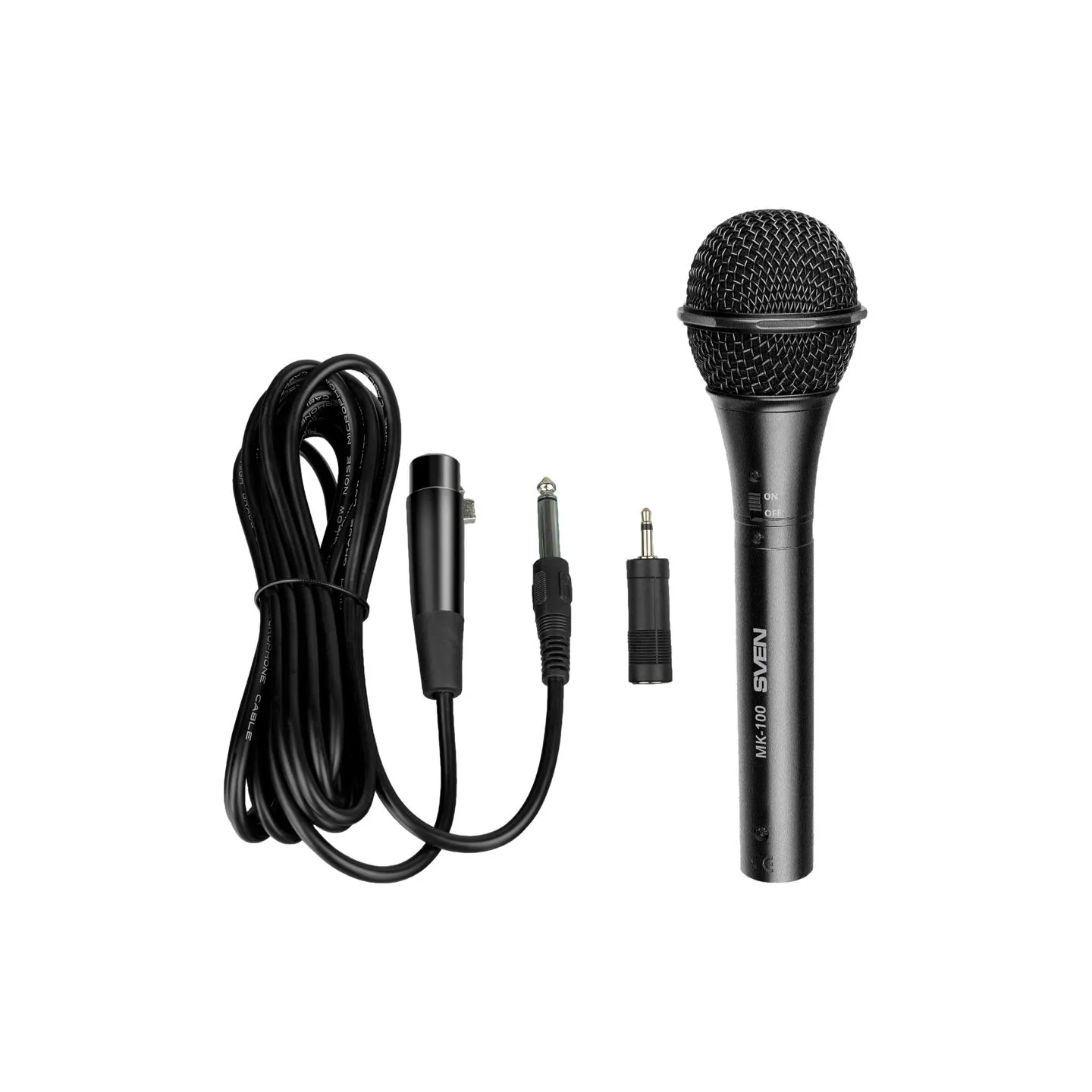 Sven Microphone SVEN MK-100 (Wired, dynamic, metal, cable 4.0 m, 6.3/3.5mm Jack, cardioid, black)