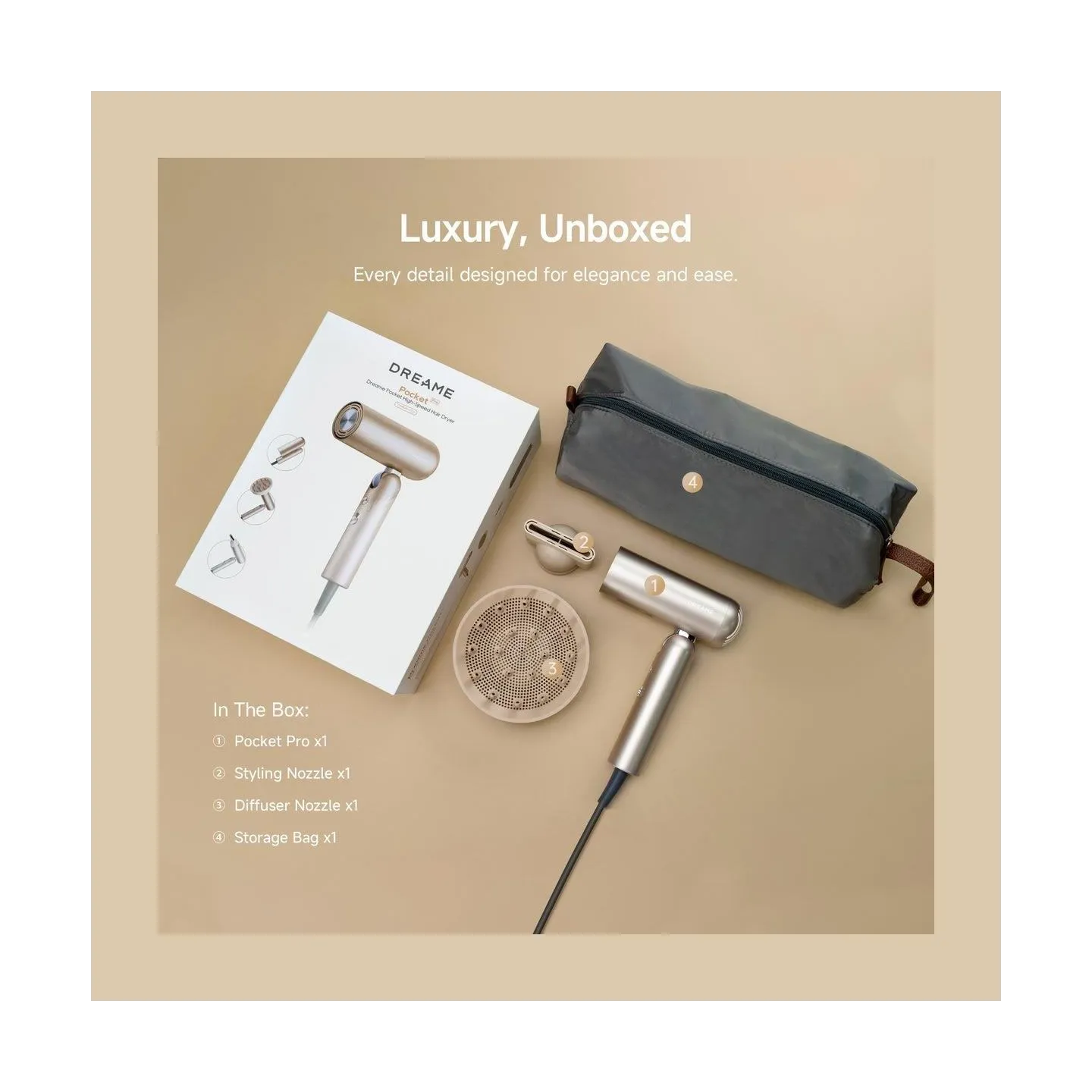 Dreame HAIR DRYER POCKET PRO/AHD51 PRO-TITANIUM GOLD DREAME