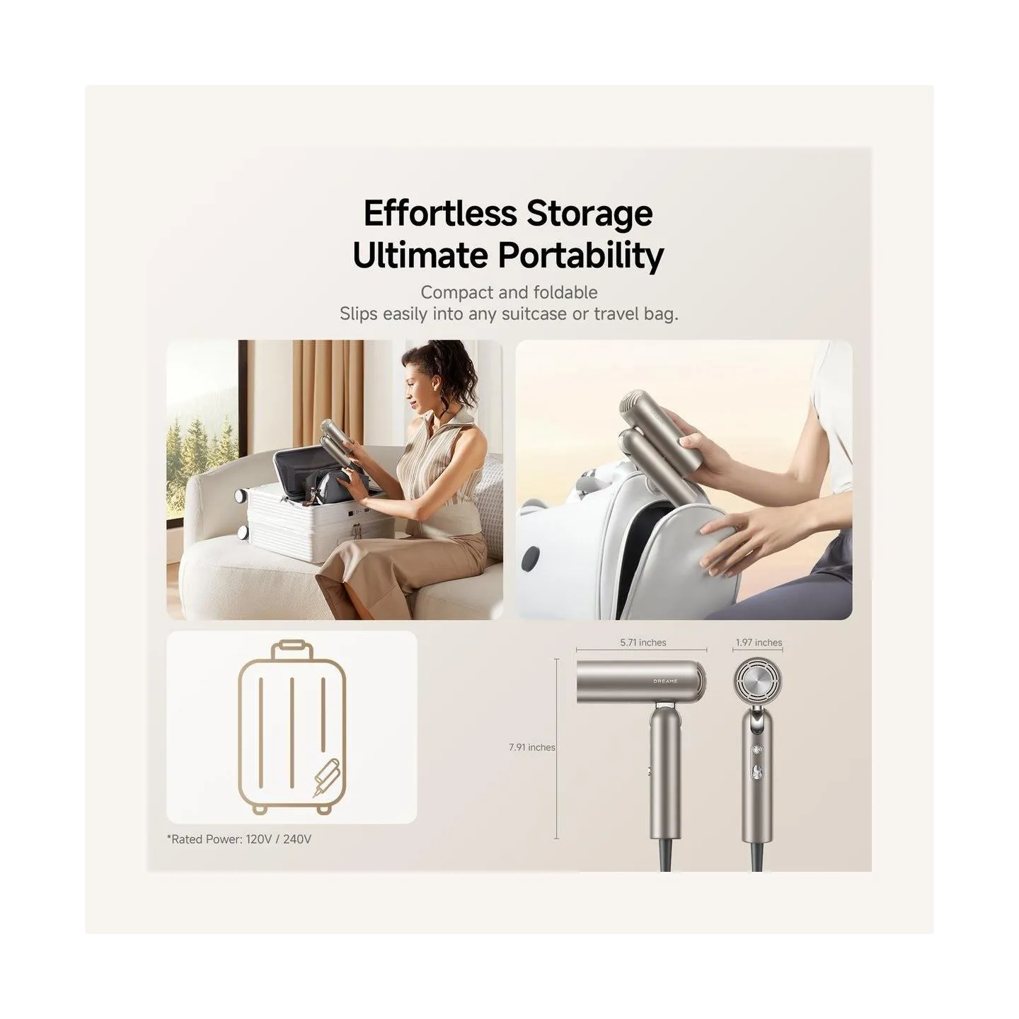 Dreame HAIR DRYER POCKET PRO/AHD51 PRO-TITANIUM GOLD DREAME