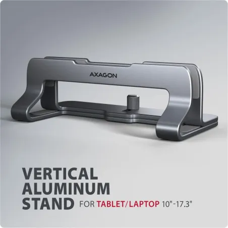 Axagon STND-VG vertical stand for laptops and tablets. Aluminum stand for vertical insertion of laptops sized 10-17.3. Adjustabl