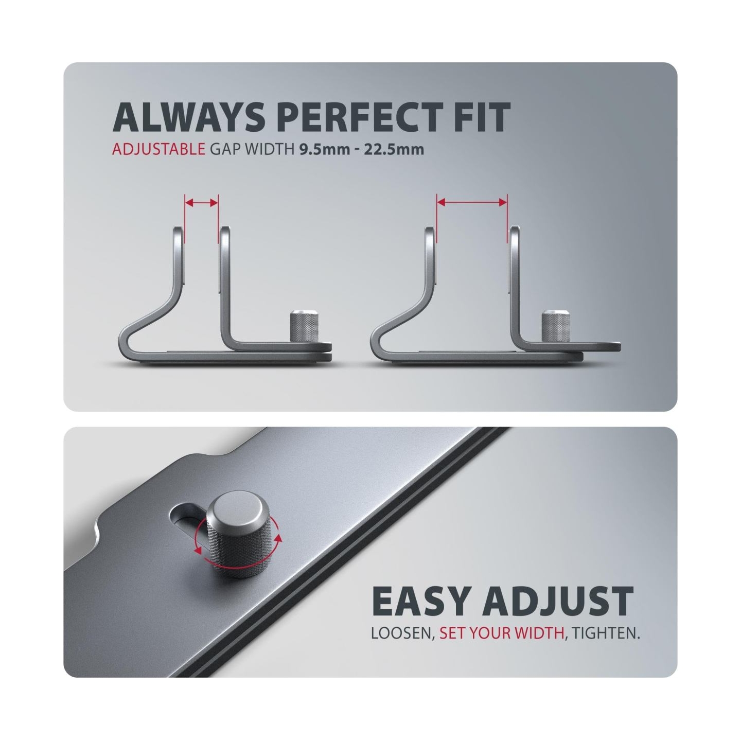 Axagon STND-VG vertical stand for laptops and tablets. Aluminum stand for vertical insertion of laptops sized 10-17.3. Adjustabl