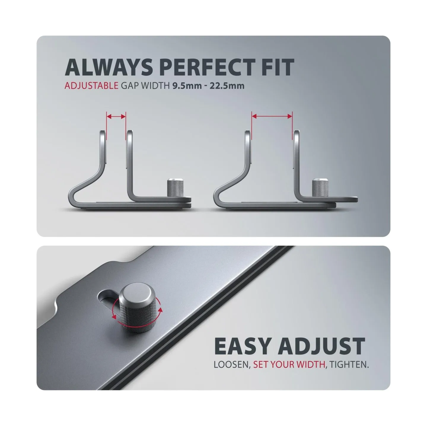 Axagon STND-VG vertical stand for laptops and tablets. Aluminum stand for vertical insertion of laptops sized 10-17.3. Adjustabl