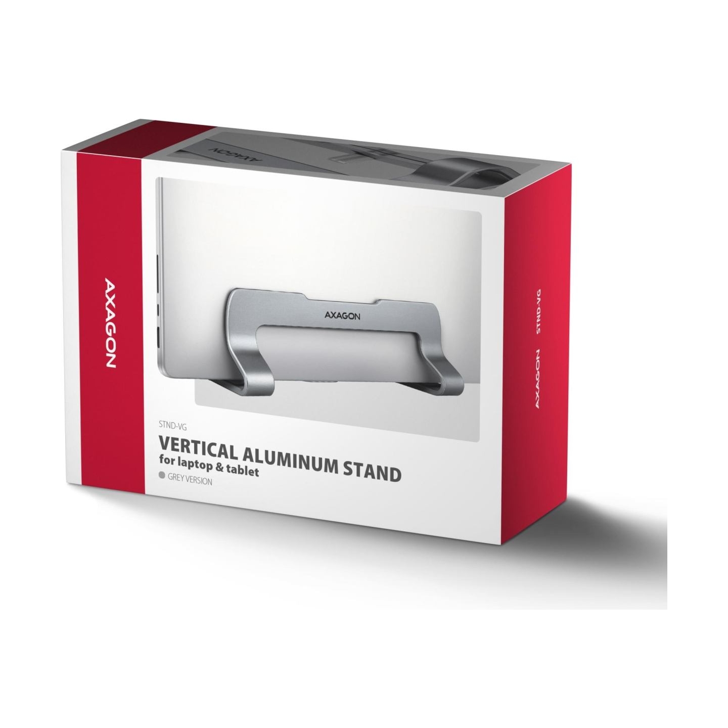 Axagon STND-VG vertical stand for laptops and tablets. Aluminum stand for vertical insertion of laptops sized 10-17.3. Adjustabl