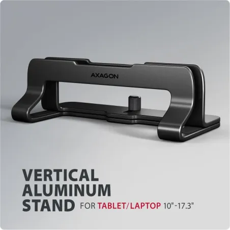Axagon STND-VB vertical stand for laptops and tablets. Aluminum stand for vertical insertion of laptops sized 10-17.3. Adjustabl