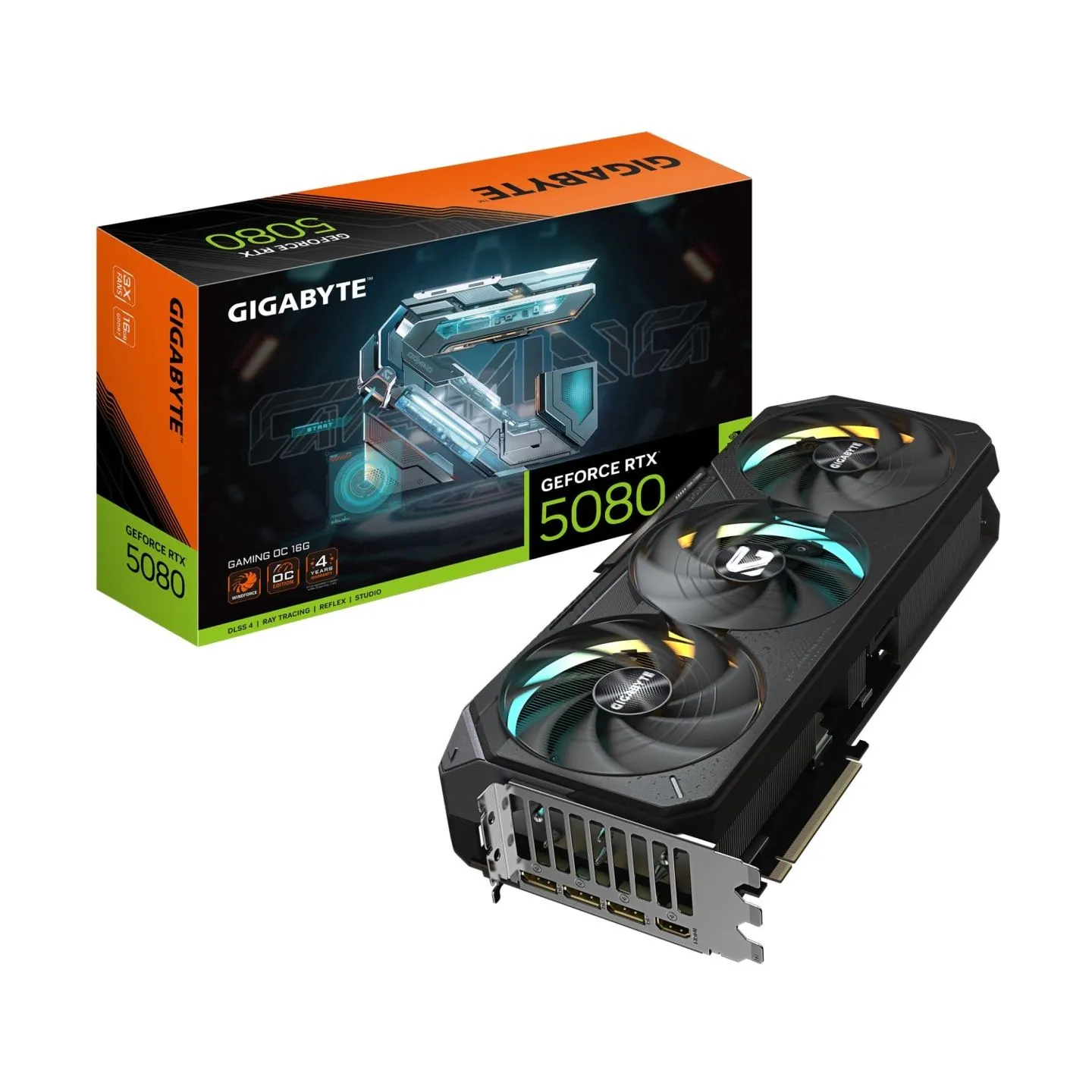 Gigabyte Graphics Card|GIGABYTE|NVIDIA GeForce RTX 5080|16 GB|GDDR7|256 bit|PCIE 5.0 16x|GPU 2617 MHz|Triple slot Fansink|1xHDMI