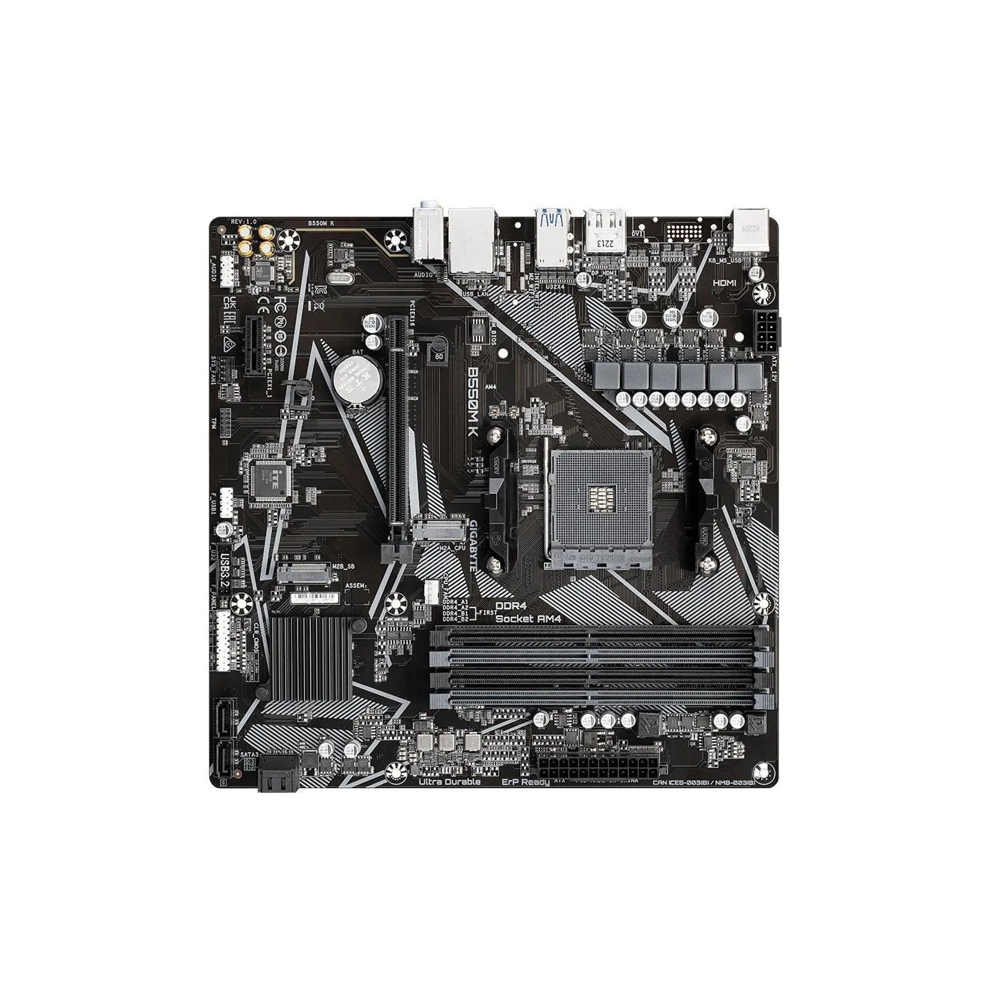 Gigabyte Mainboard|GIGABYTE|AMD B550|SAM4|Micro-ATX|Memory DDR4|Memory slots 4|1xPCI-Express 3.0 1x|1xPCI-Express 4.0 16x|2xM.2|
