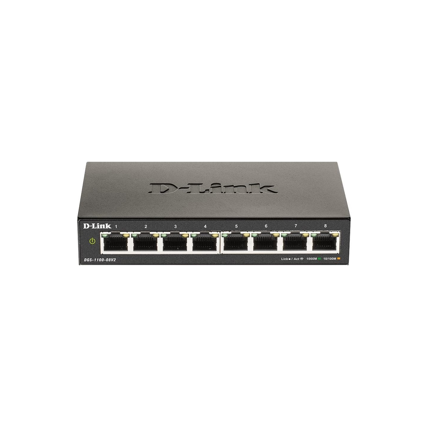 D-Link | Smart Gigabit Ethernet Switch | DGS-1100-08V2 | Managed | Desktop | Power supply type External | 24 month(s)