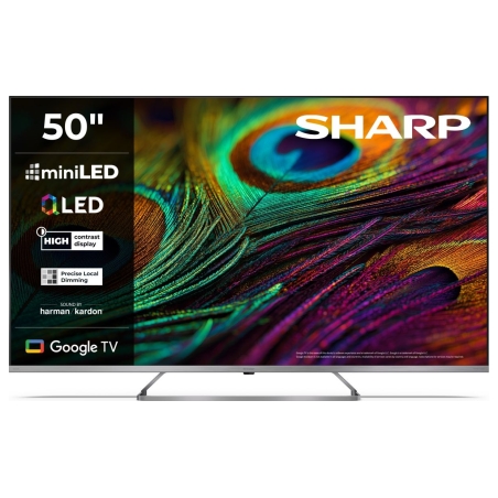 Sharp 4K QLED MiniLED TV | 50JP7265E | 50 | Smart TV | Google TV | UHD | Silver